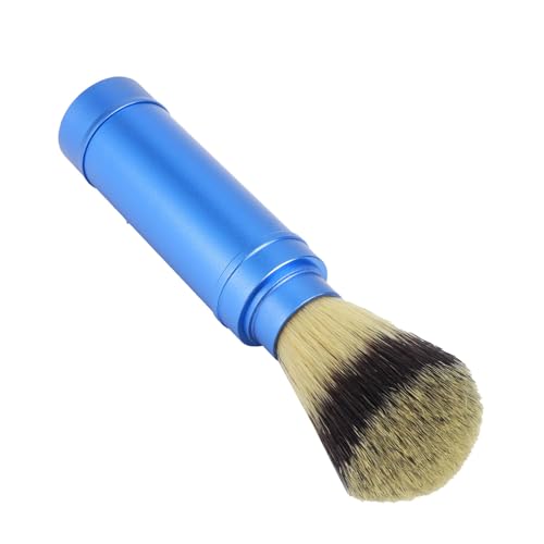 Travel Shaving Brush, Portable Blue Aluminum Shaving Brush, Ergonomic Travel Foaming Shave Tool, Assemble Facial Foaming Grooming Tool for Daily Use, Bathroom Supplies