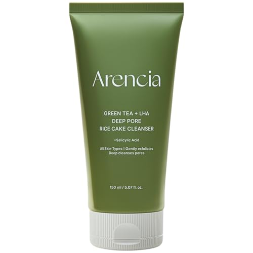 ARENCIA Salicylic Acid, Green Tea + LHA Deep Pore Rice Cake Cleanser ? Deep Pore Cleansing, Acne Face Wash, Blackhead Remover, 5.07 fl oz
