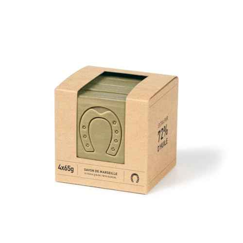 Fer ? Cheval Pure Olive Savon De Marseille Soap Bar Sliced Cubes, French Olive Oil Soap Bar Slices, 4x65 g/2.29 oz