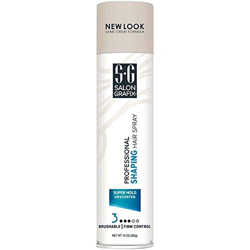 Salon Grafix Shaping Hair Spray Super Hold Unscented 10 oz (Value Pack of 2), Packaging May Vary