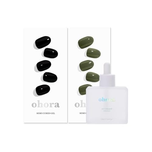 ohora Semi Cured Gel Nail Set of 3 (N Onyx & N Cream Moss & Easy Peel Remover) - Professional Salon-Quality Nail Care