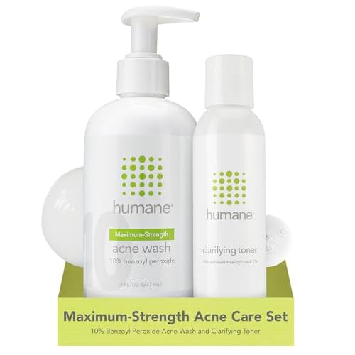 humane Maximum-Strength Acne Wash and Clarifying Toner Bundle - 10% Benzoyl Peroxide Acne Treatment