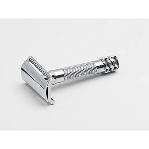 G.B.S Men¡¯s Shave Set, Double Edge Safety Razor, Badger Hair Shaving Brush, Brush and Razor Stand, Chrome Shaving Bowl, Natural Shaving Soap and Blades