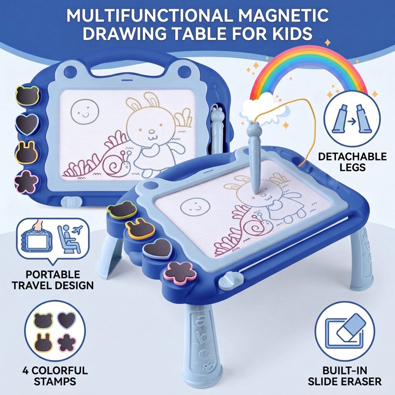 Magnetic Drawing Board for Kids - Erasable Doodle Tablet, Travel Size, Educational Art Toy