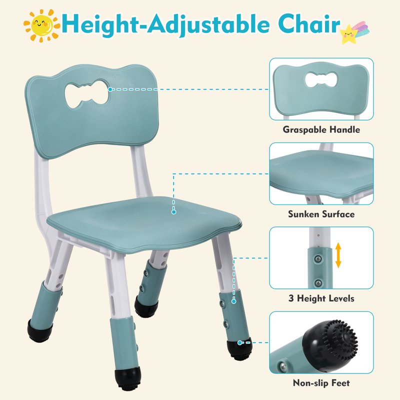 Kids Activity Table and Chair Set with Storage - 4-in-1 Multi-Use Play Desk
