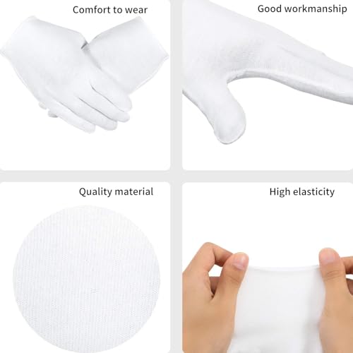 Frienda 300 Pcs Cotton Gloves Bulk Large Size for Men Women Inspection Gloves for Dry Hand Art Handling Coin Jewelry(L)