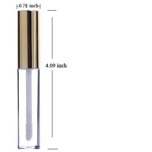 30 Plastic PET Lip Gloss Tubes 10ML Balm Container Clear Stopper Multi Color Lot (Gold)