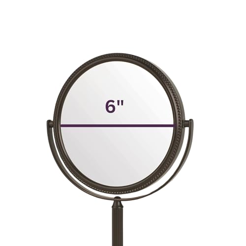 JERDON Two-Sided Tabletop Makeup Vanity Mirror - 10X-1X Magnification & Swivel Design - 6-Inch Diameter Portable Mirror - Bronze Finish - Model JP910BZP