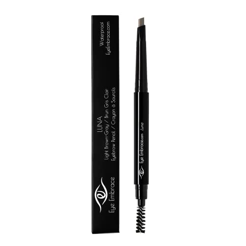 Eye Embrace Luna: Light Brown-Gray Eyebrow Pencil ? Waterproof, Double-Ended Automatic Angled Tip & Spoolie Brush, Cruelty-Free