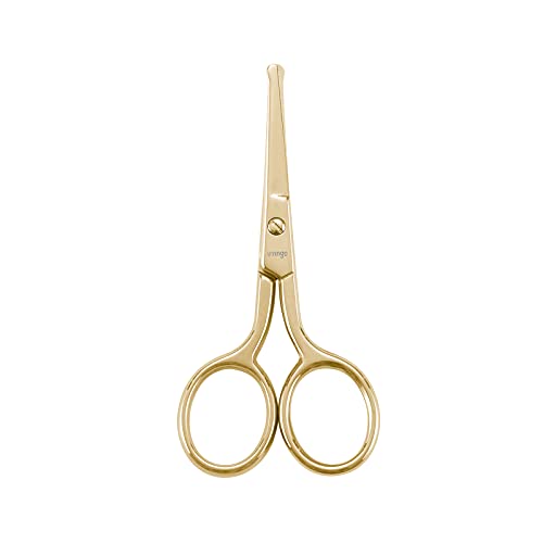 LIVINGO Professional Nose Hair Scissors, Multi-purpose Stainless Steel Rounded Tip Straight Blade, Facial Hair Beard Eyebrows Ear Trimming Beauty Grooming Tool for Men & Women, 3.5¡± Gold
