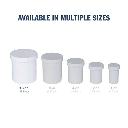 EZY DOSE Ointment Jar and Container, Screw on Cap, Leak-Proof Container for Creams and Balms, Durable Design, Ideal for DIY Skincare and Herbal Remedies, 16 oz Capacity, White (Pack of 12)