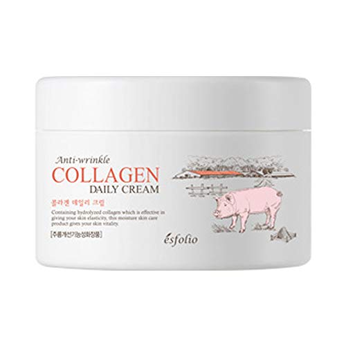 Esfolio Collagen Anti-Wrinkle Daily Face Cream ? Lightweight Moisturizer with Hydrolyzed Collagen Botanical Extracts for Smooth, Soft-Feeling Skin ? Korean Skincare All Skin Types (200ml / 6.8 fl oz)