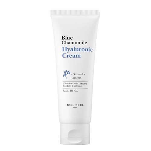 SKINFOOD Blue Chamomile Hyaluronic Cream, Vegan Moisturizer, 7-Layer Hyaluronic Acid Face Cream, Deep Hydrating & Soothing Water Cream, 70ml/2.36 fl.oz