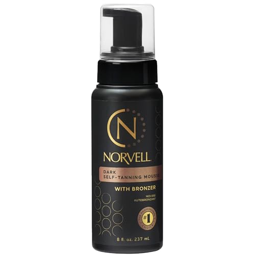 Norvell Sunless Dark Self Tanner Mousse with Bronzer 8 fl oz ? Instant Natural Looking Fake Tan for a Bronzing Glow, Streak Free, Fast Drying, Long Lasting Sunless Tanning Color