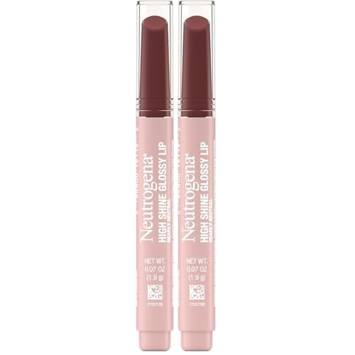 Neutrogena High Shine Glossy Lip with Maracuja Oil + Vitamins & Antioxidant Vitamin E, Nourishing Glossy Lip, Non-Retractable, Pigmented For Buildable Color, Nearly Neutral, 0.07 oz (Pack of 2)