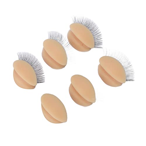 Replacement Eyelids, 3 Pairs Double Layers Eyelashes Eyelids, Realistic Eyelids for Eyelash Training and Practice, Silicone Practice Eyelash Eyelids, Mannequin Head Removable Parts (Skin Color)