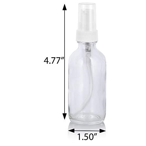 JUVITUS 2 oz / 60 ml Clear Glass Boston Round White Treatment Pump Bottle (24 pack) + Funnel