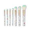 Impressions Vanity with BT21 7 PC Makeup Brush Set with Super Soft Synthetic Bristles, Aluminum Ferrule BT21 Natural Garden Design Plastic Handle Makeup Brushes for Foundation, Face Powder