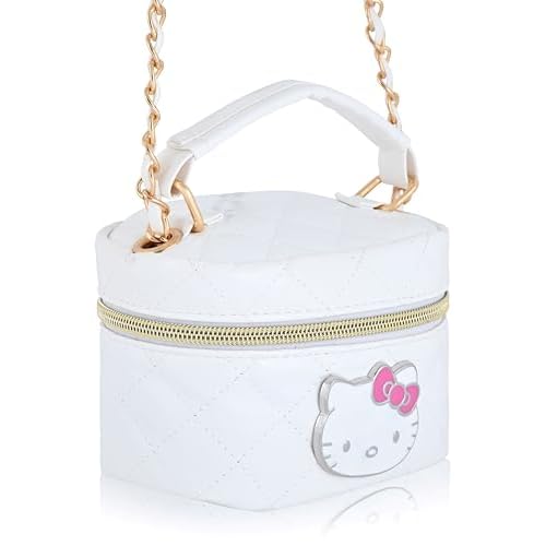 Fast Forward Sanrio Hello Kitty Cosmetic Bag for Women | Mini Hello Kitty PU Leather Crossbody Travel Toiletry Bag for Women | Make Up Travel Bag Makeup Bag