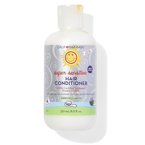 California Baby Super Sensitive Hair Conditioner | 100% Plant-Based | Fragrance Free Conditioner | Rinse-out or Leave in Conditioner | 251 mL / 8.5 oz