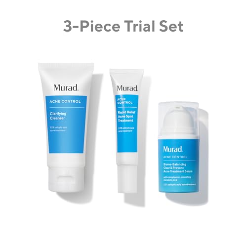 Acne Treatment Trial Kit ? Salicylic Acid & Mandelic Acid for Clear Skin ? Oil Control, Spot Treatment & Cleanser ? Travel Size Skincare for Acne-Prone Skin