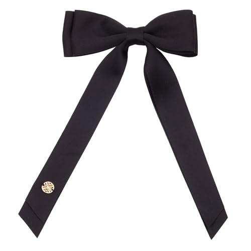 Lilly Pulitzer Hair Bow for Women with Gold Logo, Clip In Hair Accessories for Adults, Black