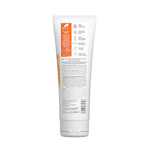 Dr. Organic Manuka Honey Face Scrub | Deep Cleansing and Exfoliating for Dry Skin, Removes Impurities and Excess Oil, Moisturizing, Certified Organic, Paraben & SLS-Free, Natural, 125 mL / 5 fl oz