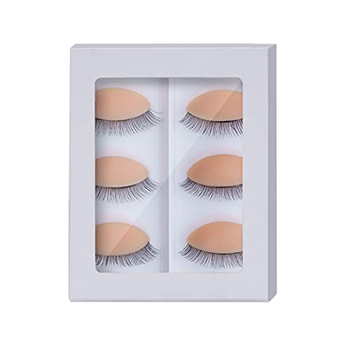 Replacement Eyelids, 3 Pairs Double Layers Eyelashes Eyelids, Realistic Eyelids for Eyelash Training and Practice, Silicone Practice Eyelash Eyelids, Mannequin Head Removable Parts (Skin Color)