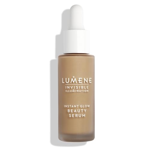 Lumene Invisible Illumination Instant Beauty Glow Serum - Sheer-Coverage Face Makeup + Brightening Serum - Infused with Nordic Algae and Vitamin E for Instant Radiance - Universal Tan (30ml)