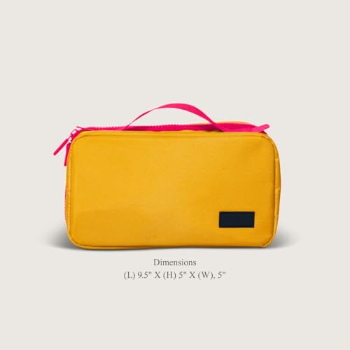 Cincha Toiletry Bag for Travel ? Spill-Resistant Dopp Kit with Multiple Compartments, Opens Flat for Easy Access ? Durable, Stylish Organizer for Men & Women (Marigold)