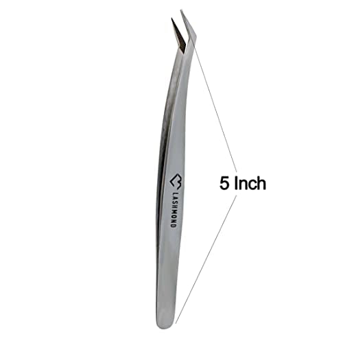 Professional Eyelash Extensions Tweezers - Strong Tension Grip - Japanese Stainless Steel Volume Tweezers for Precise Application - Anti-Slip Micro Tip (Classic Petite - HT04)