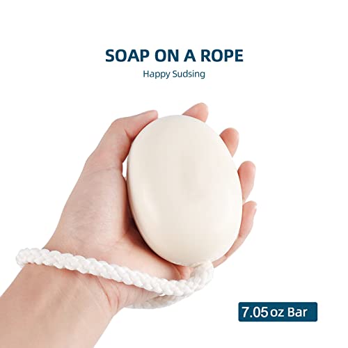 IeBilif Men Bar Soap On a Rope Pack of 4 Bath Soap for Face Body Natural Hydrating Soap Bar for Men and Women,7.02 Ounce each