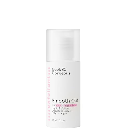 Geek & Gorgeous ? Smooth Out ? 12% AHA Exfoliating Liquid with Glycolic & Lactic Acid ? Promotes Smoother, Brighter Skin ? With Nopal Cactus Extract ?1 oz