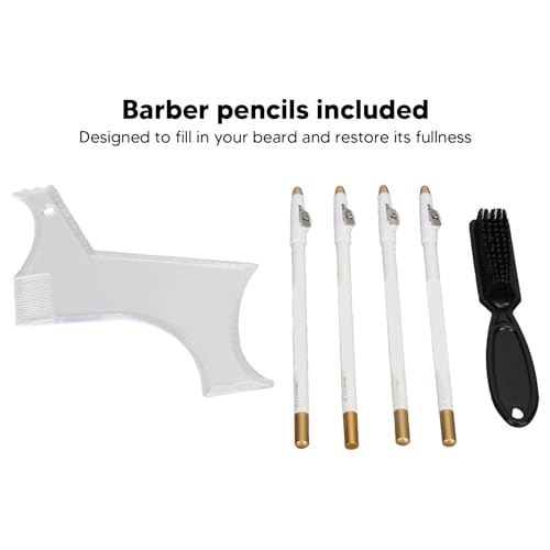 Beard Shaper, Professional Beard Shaping Tools with 4pcs Barber Pencil, Beard Template and Beard Brush, Beard Shape up Tool for Line Up & Edging, Gifts for Dad, Husband