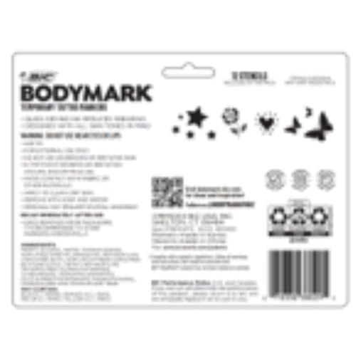 BIC BodyMark Party Pack Temporary Tattoo Marker for Skin, Premium Brush Tip, Gifts for Teens, 4 Count Pack