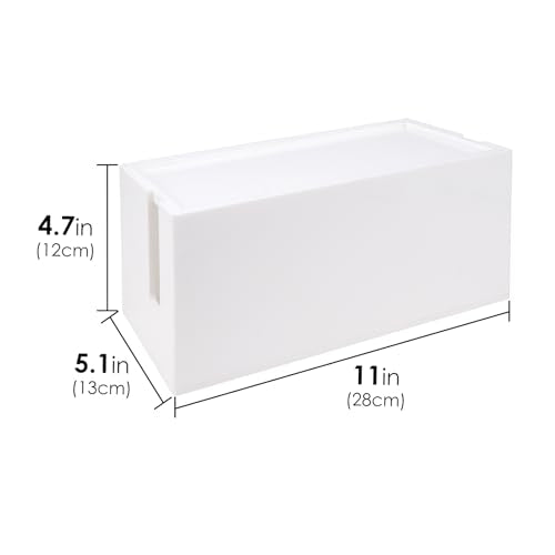 Linkidea Bathroom Cable Organizer Box for Electric Toothbrush & Razor Chargers, Cord Hider Storage Case, Countertop Clutter-Free Vanity Organizer (White)