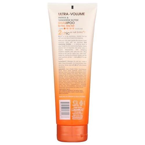 GIOVANNI 2chic Ultra-Volume Shampoo - Daily Volumizing Formula with Papaya & Tangerine Butter, Promotes Weightless Control for Fine Limp Thin Hair, No Parabens, Color Safe - 8.5 fl oz