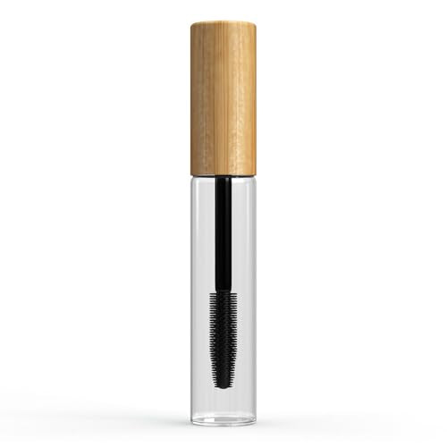 Leakproof DIY Empty Glass Mascara Tube, Bottle with Silicone Brush, Wand and Leakstopper Rubber Insert 10ml Refillable Container for Eyelash-Eyebrow- Hairline Growth Castor Oil and Serums Travel