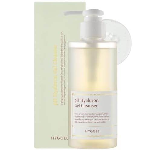 HYGGEE pH Hyaluron Gel Cleanser - Hyaluronic Acid Hydrating Face Wash - pH Balancing Formula for All Skin Types - Hypoallergenic Mild Makeup Cleansing Gel (6.76 fl.oz.)