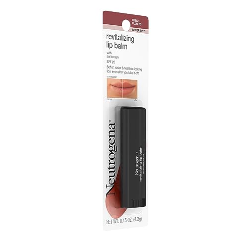 Neutrogena Revitalizing Tinted Lip Balm with SPF 20, Hydrating Tinted Lip Care with Sunscreen, Moisturizing Sheer Tint for Softer, Healthier-Looking Lips, Sheer Fresh Plum 60, 0.15 oz (Pack of 2)