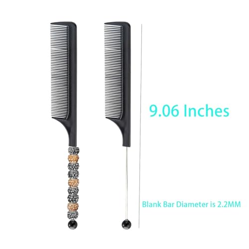 10 Pack Beadable Combs DIY with 10 Pack Beadable Handheld Mirrors Set Plastic Rat Tail Hand Handle for Crafts Portable Cute Travel Makeup Mirror Round, Colorful