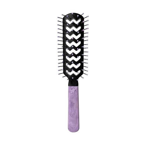 Cricket Static Free Fast Flo Pretty Karma Vent Hair Brush for Blow Drying - Wet Brush Styling, and Detangler for Hair Care, Recycled Materials - Planet Purple