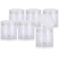 (6 pack) 16 oz Clear PET Plastic Refillable Jar with Natural Flip Top