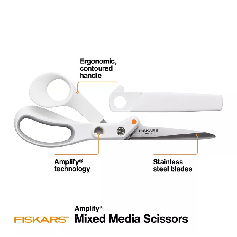 Fiskars 8-inch Mixed Media Scissors for Cardstock Magnet & Chipboard