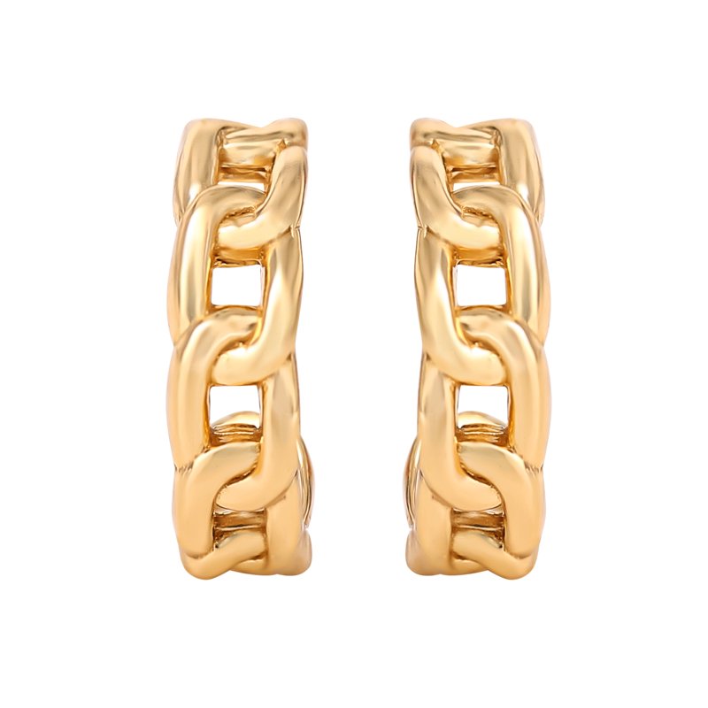 Sterling Silver Gold Plated Chain Hoop Earrings for Women
