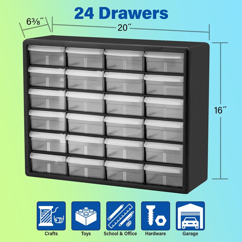 Multi Drawer Plastic Storage Organizer Cabinet for Small Parts and Craft Supplies