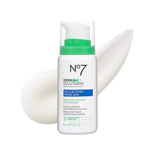 No7 Derm Solutions Daily Face Moisturizer - Hydrating Lotion Formulated with Ceramides & Niacinamide to Help Maintain Moisture Barrier - For Oily & Blemish-Prone Skin (3 Fl Oz)