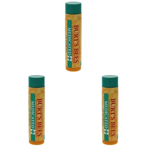 Medicated Moisturizing Lip Balm by Burts Bees for Unisex - 0.15 oz Lip Balm (Pack of 3)