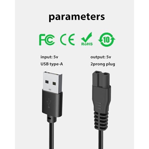 5V Charger Cable Replacement for Meridian Trimmer Charging, USB Charger Cord Compatible with Meridian Body Hair Bikini Trimmer with 1 Cleaning Brush, 3.3ft Power Cord