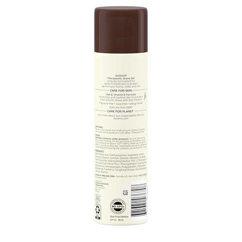 Aveeno Therapeutic Shave Gel with Oat and Vitamin E to Help Prevent Razor Bumps, Soothes Dry Skin and Provides a Close, Smooth Shave with Less Irritation, Fragrance-Free, 7 oz (Pack of 2)